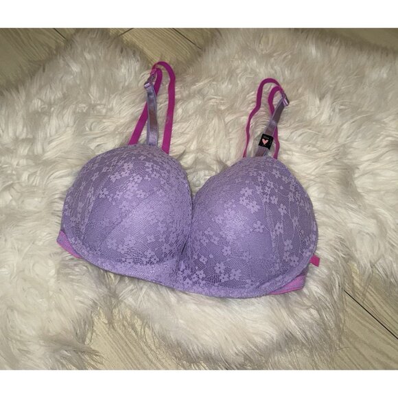Victorias Secret Padded No Wire Bra Lace Womens 32DD Purple New - Picture 1 of 6